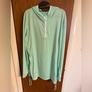 New With Tags Mint Green Hooded Beach Coverup With 1/4 Zip & Side Ties